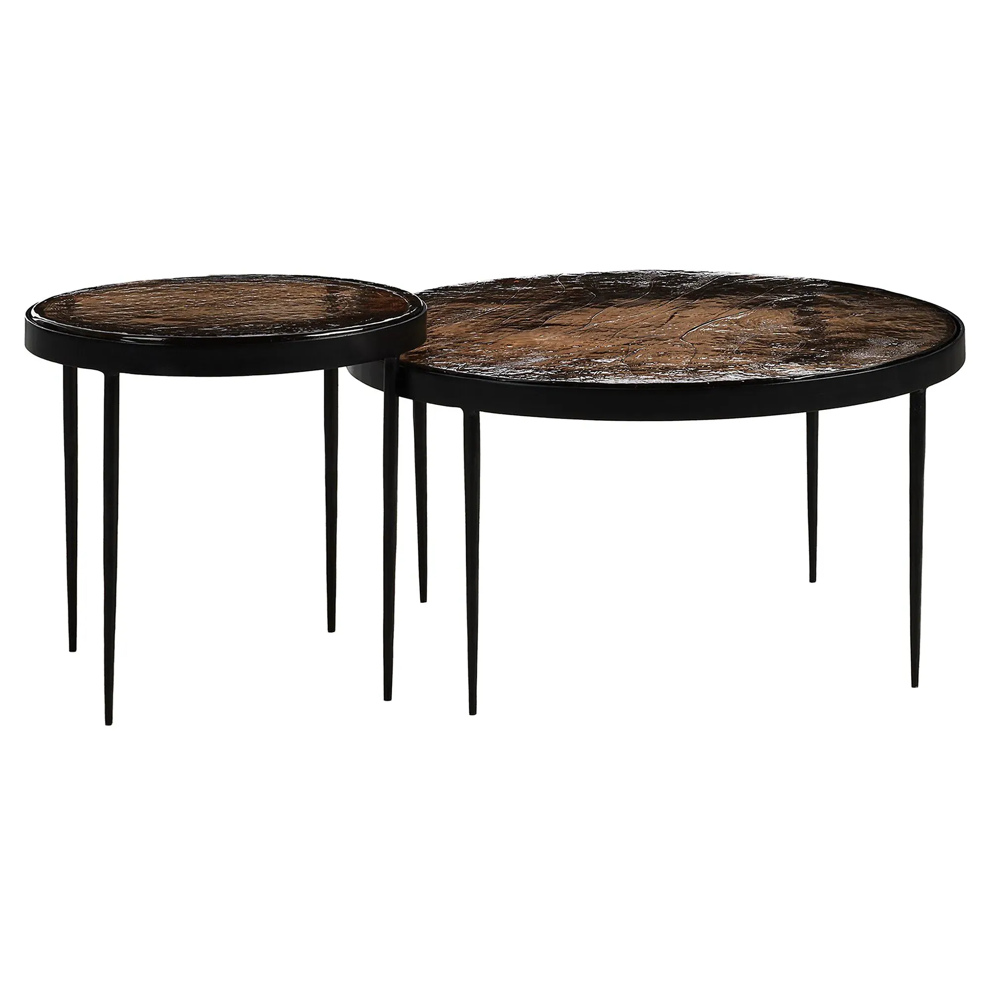 Finn Nesting Tables - Brown, Glass