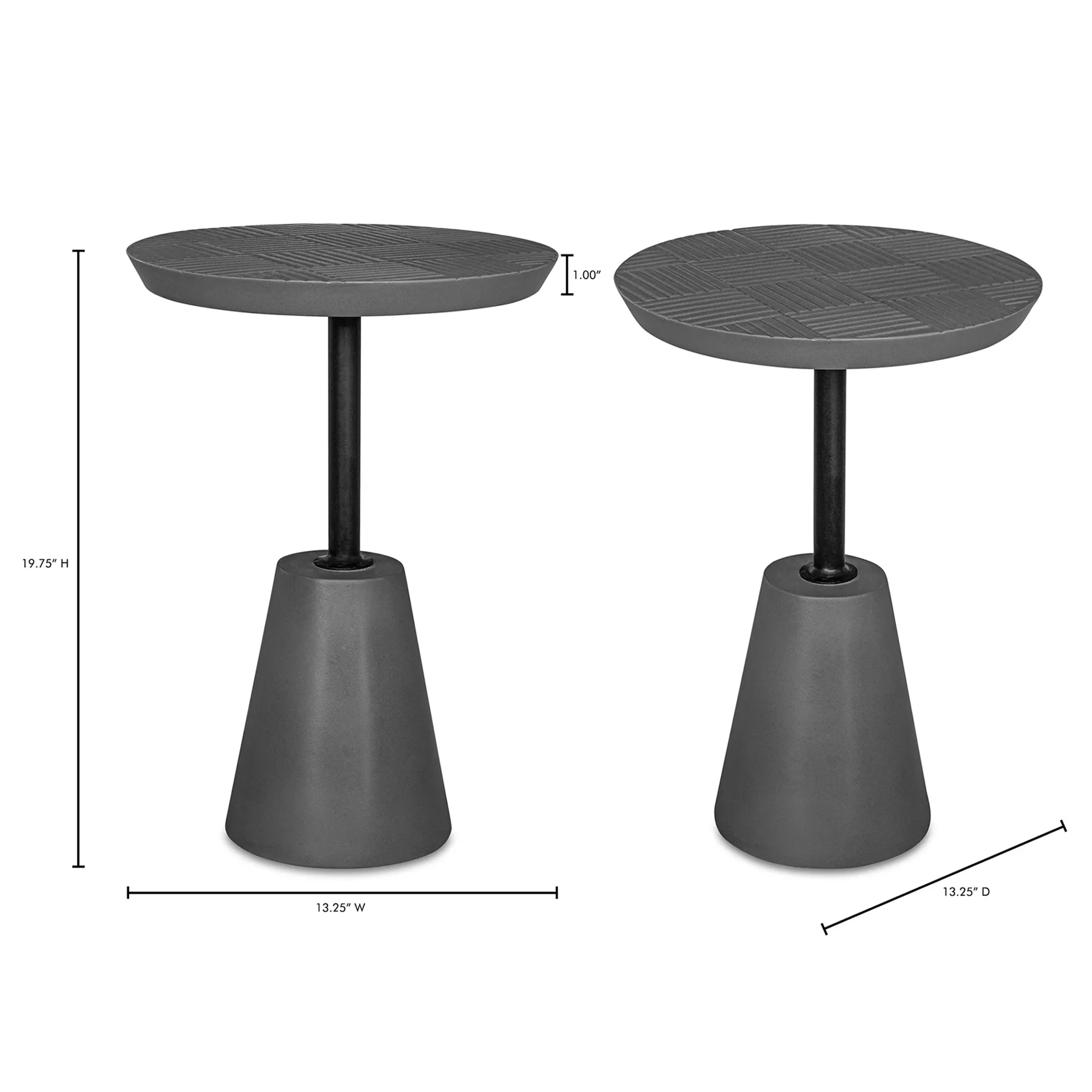 Finn Round Outdoor Side Table - Grey, Concrete