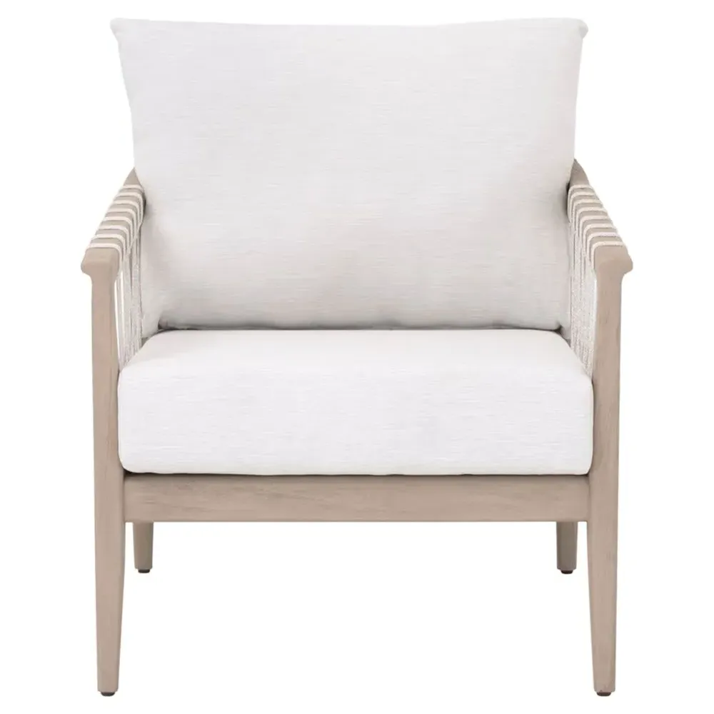 Finn Woven Rope Outdoor Arm Chair - White, Teak