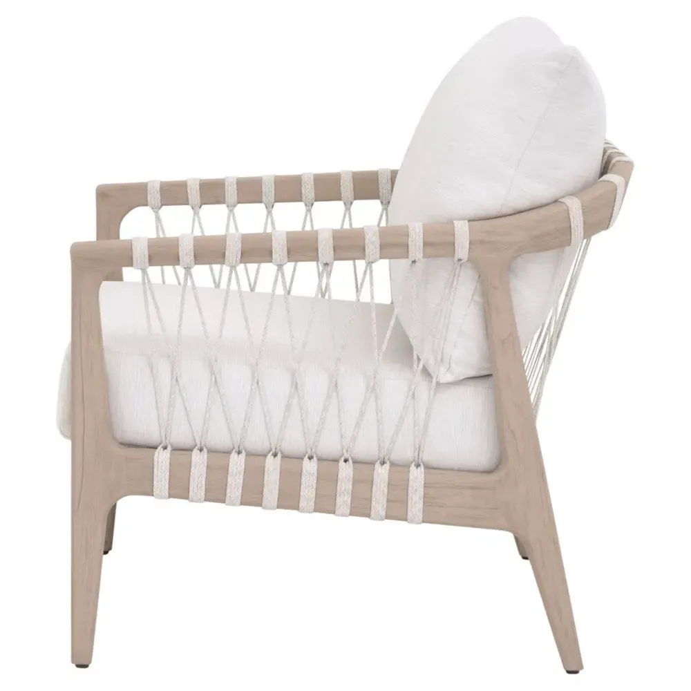 Finn Woven Rope Outdoor Arm Chair - White, Teak