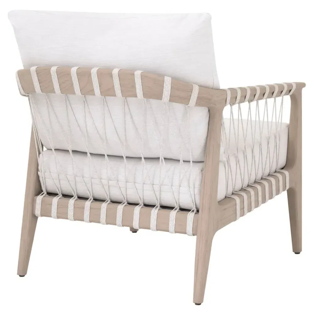 Finn Woven Rope Outdoor Arm Chair - White, Teak
