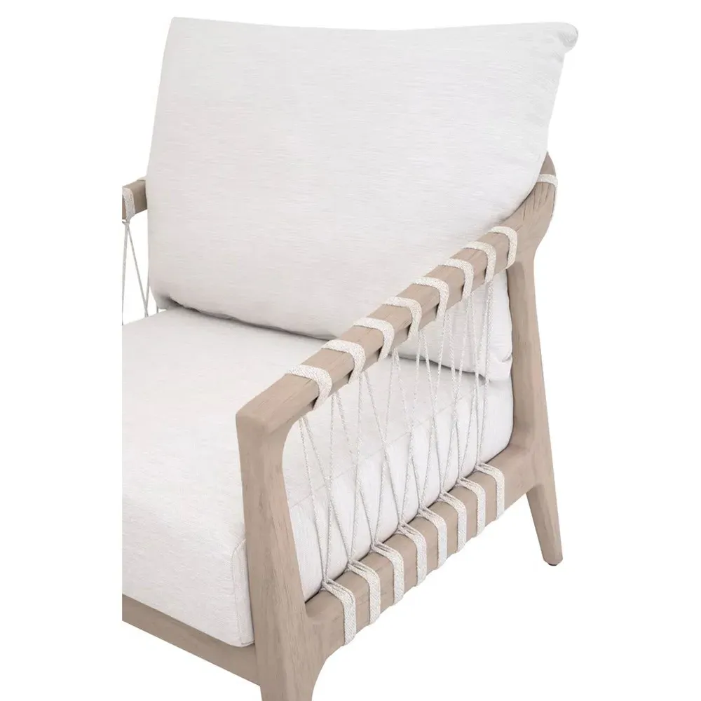 Finn Woven Rope Outdoor Arm Chair - White, Teak
