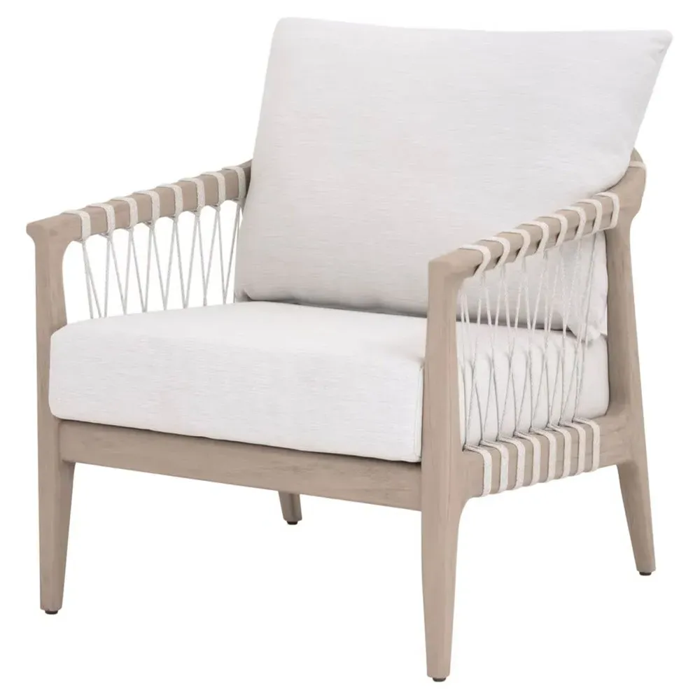 Finn Woven Rope Outdoor Arm Chair - White, Teak