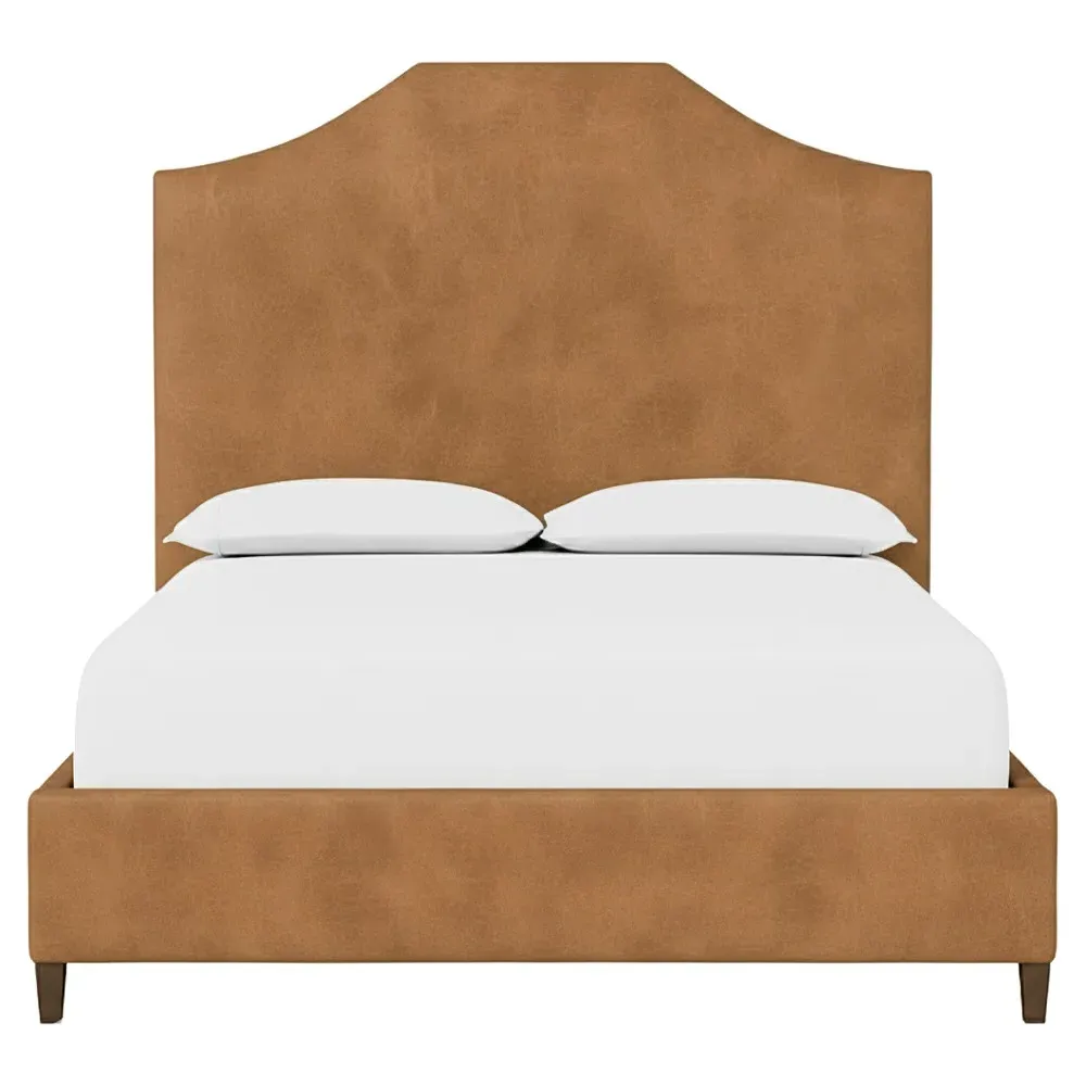 Finnegan King Size Bed Frame - Caramel, Leather