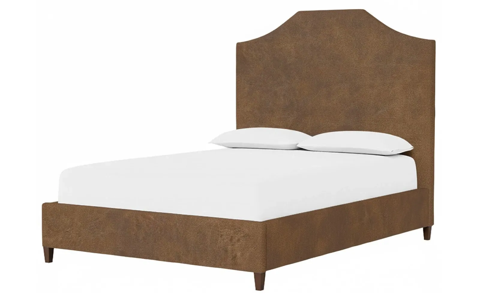Finnegan King Size Bed Frame - Milk Chocolate, Leather