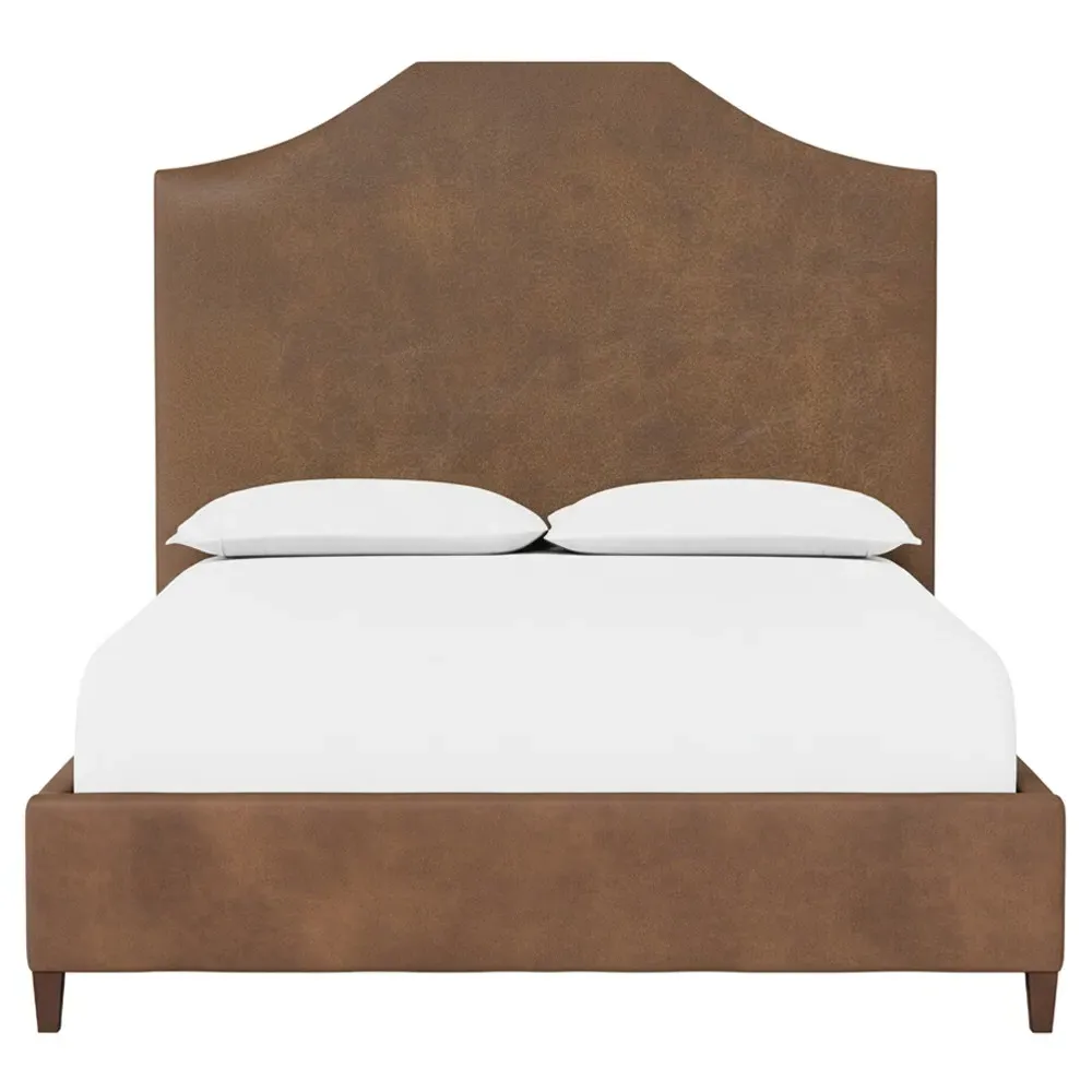 Finnegan King Size Bed Frame - Milk Chocolate, Leather