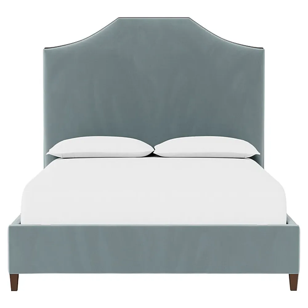 Finnegan King Size Bed Frame - Saltwater Blue, Velvet