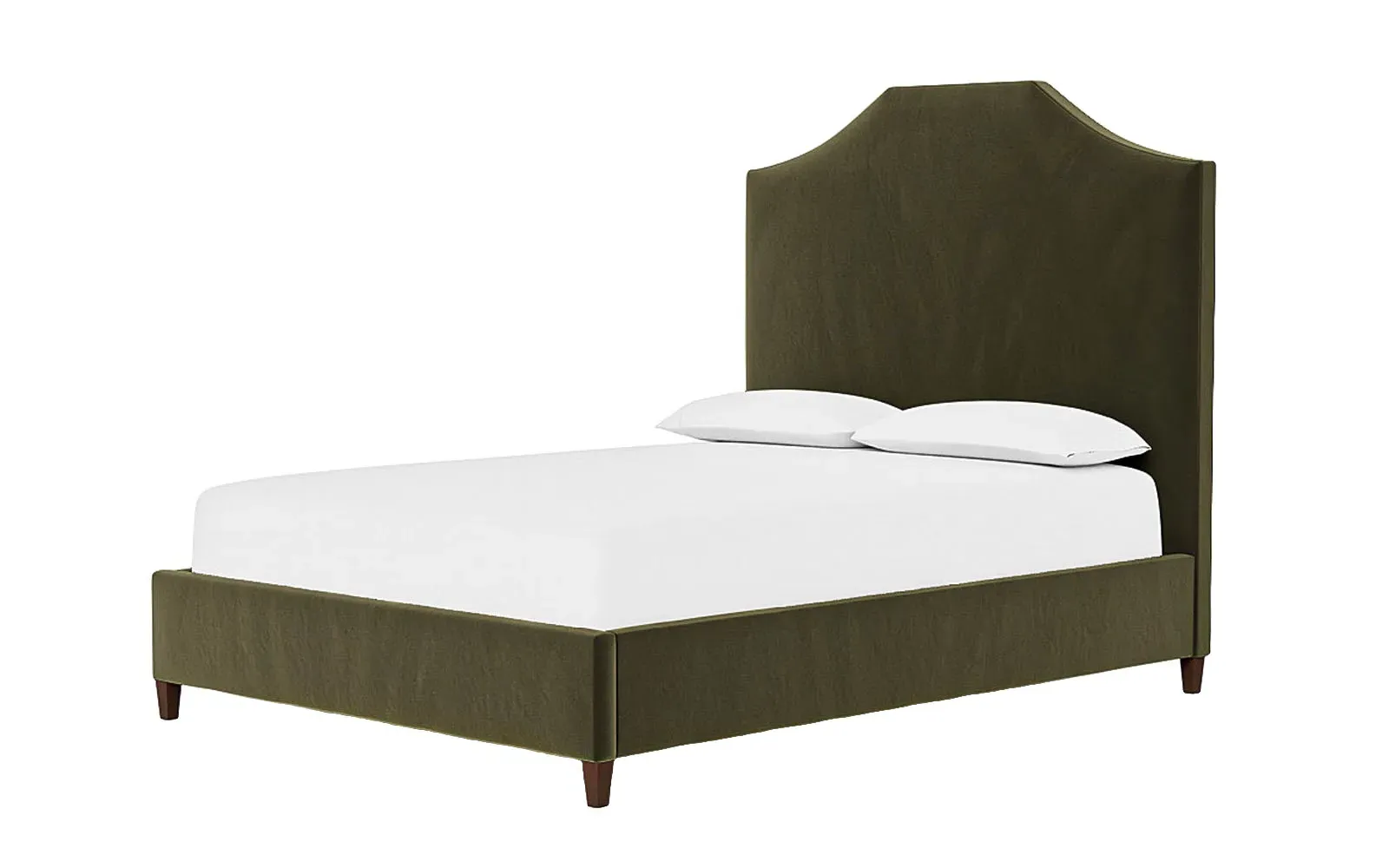 Finnegan Queen Size Bed Frame - Boxwood Green, Velvet