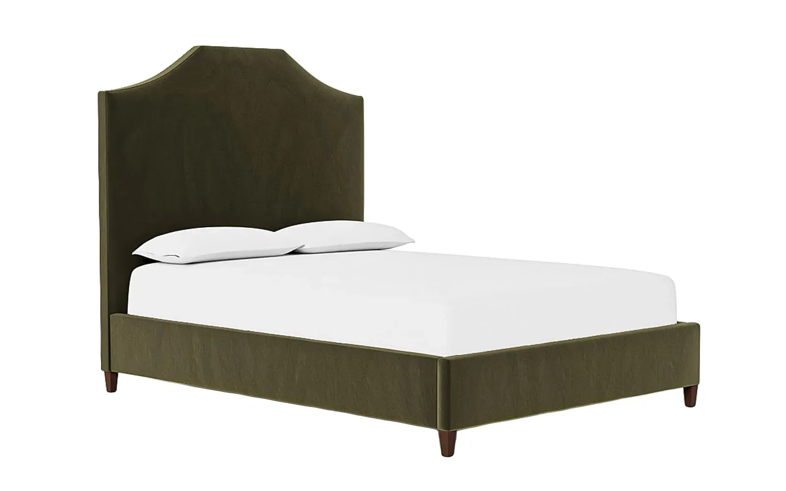 Finnegan Queen Size Bed Frame - Boxwood Green, Velvet
