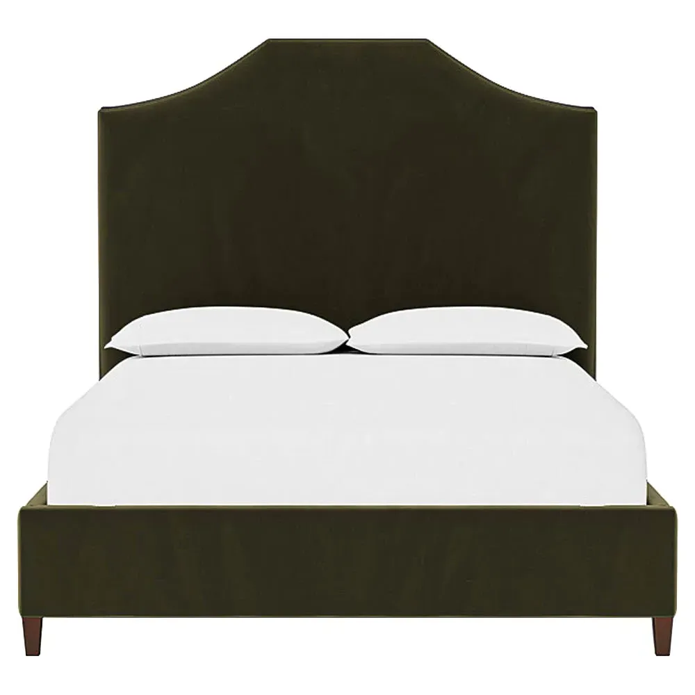 Finnegan Queen Size Bed Frame - Boxwood Green, Velvet image