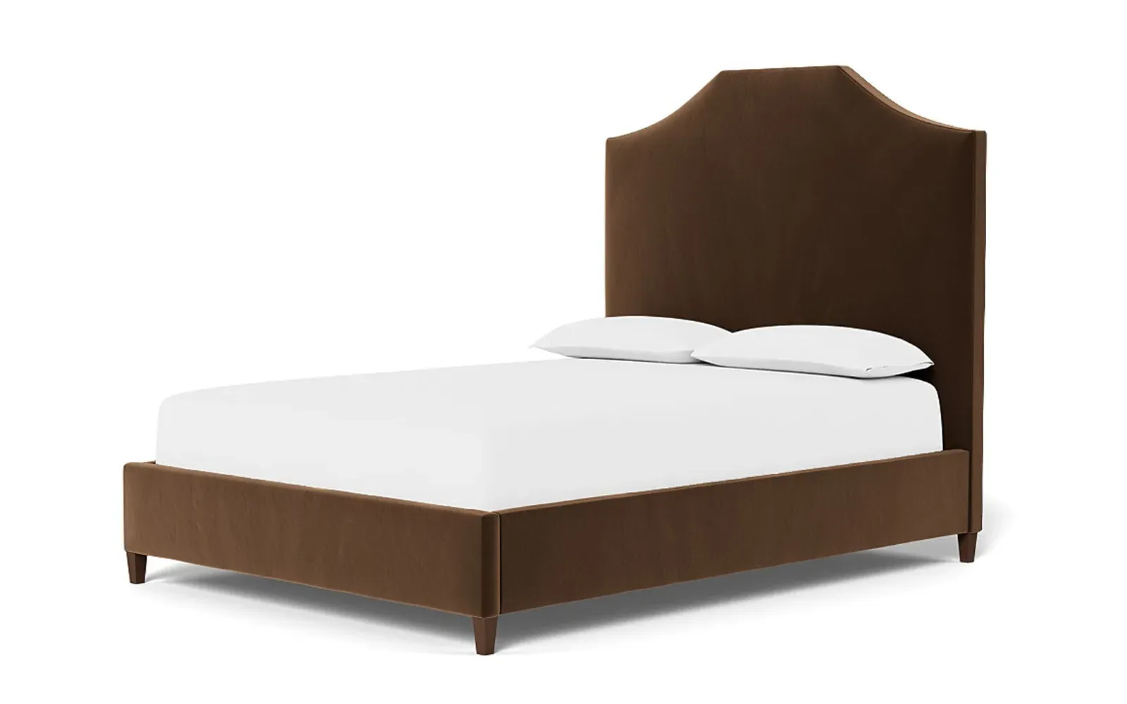Finnegan Queen Size Bed Frame - Molasses, Velvet