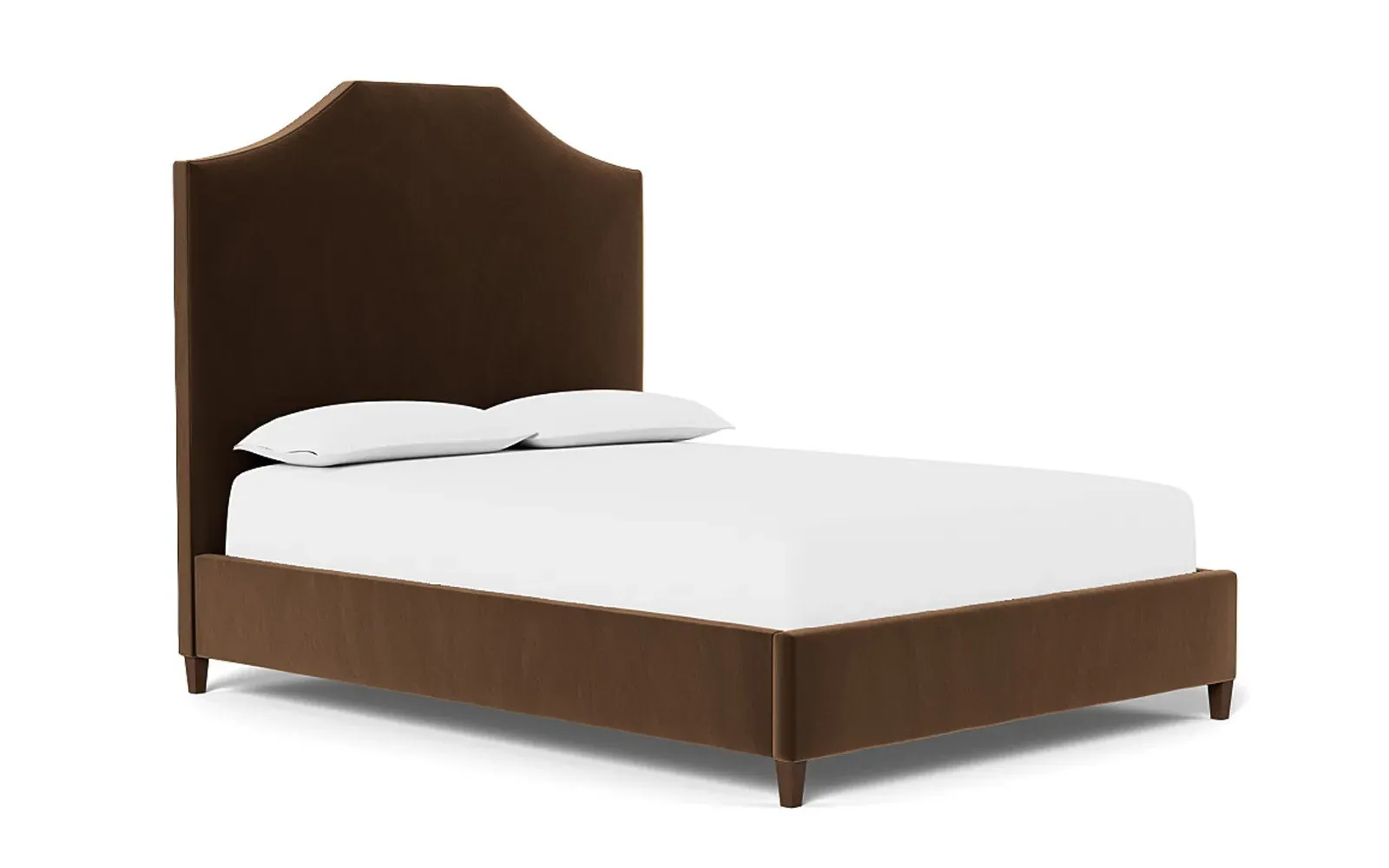 Finnegan Queen Size Bed Frame - Molasses, Velvet