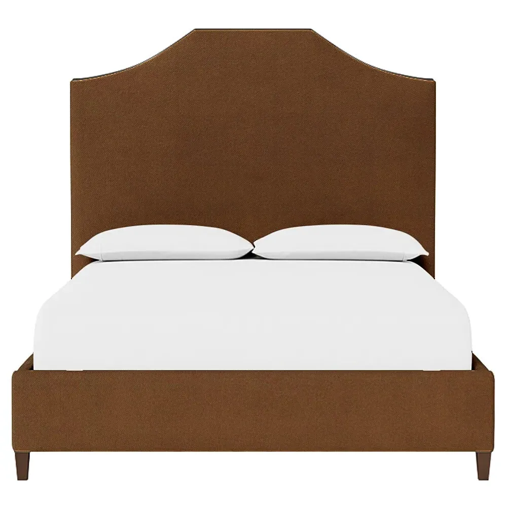 Finnegan Queen Size Bed Frame - Spice, Velvet