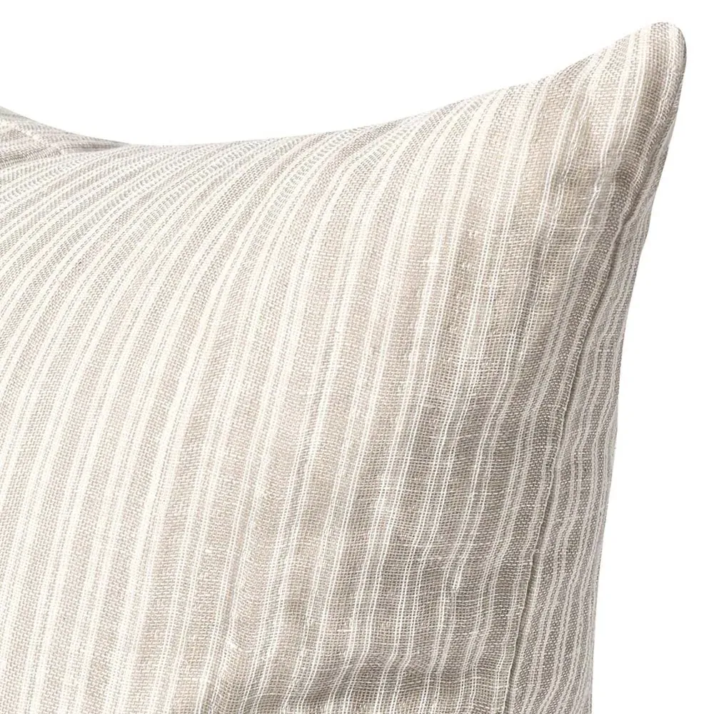 Fiona 22x22 Throw Pillow with Stripe Design - Light Brown, Cotton