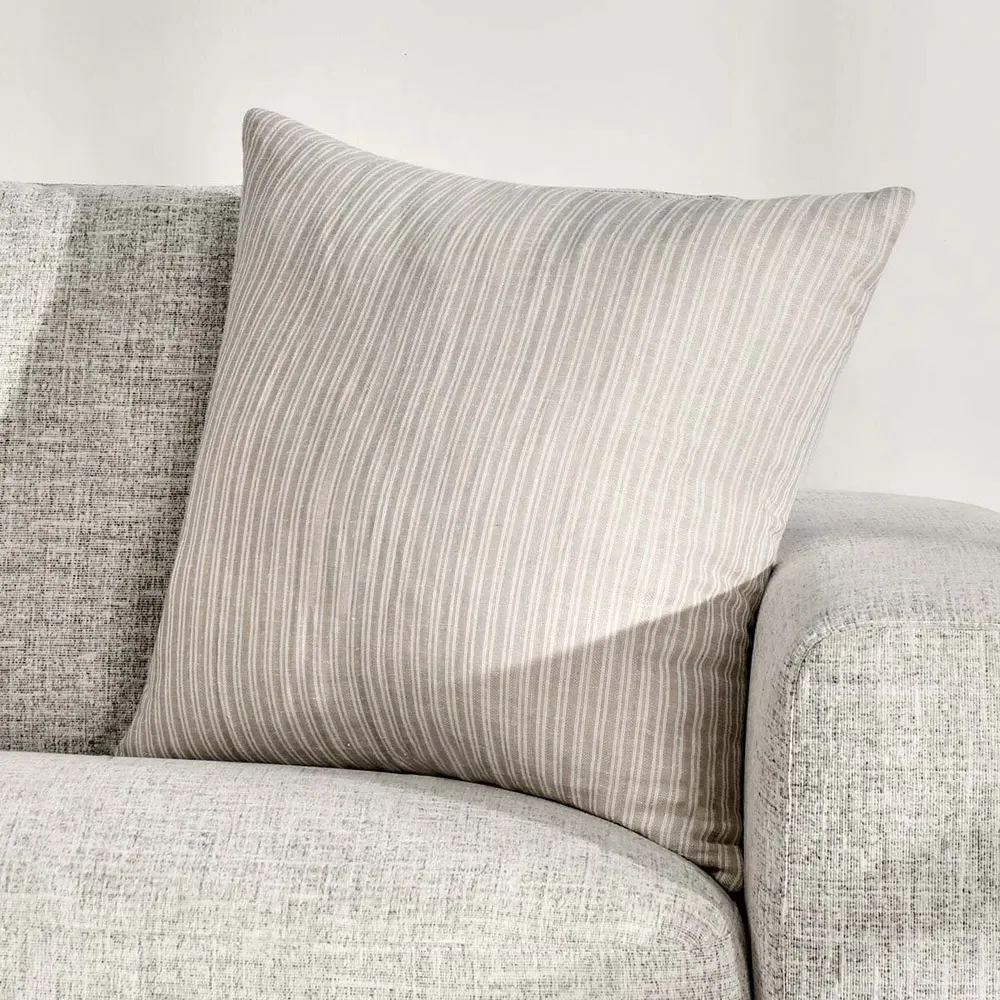 Fiona 22x22 Throw Pillow with Stripe Design - Light Brown, Cotton