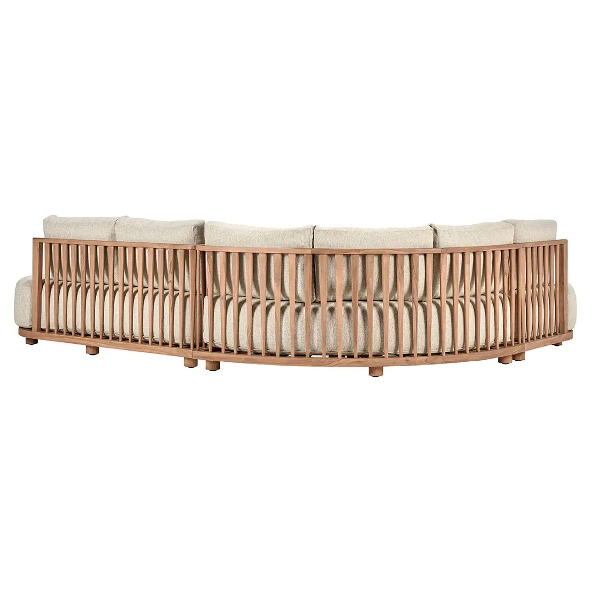 Fiona Curved Outdoor Sectional - Off White, Teak Wood