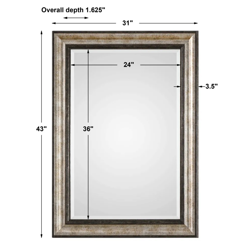 Fiona Rectangular Wall Mirror - Silver Bronze