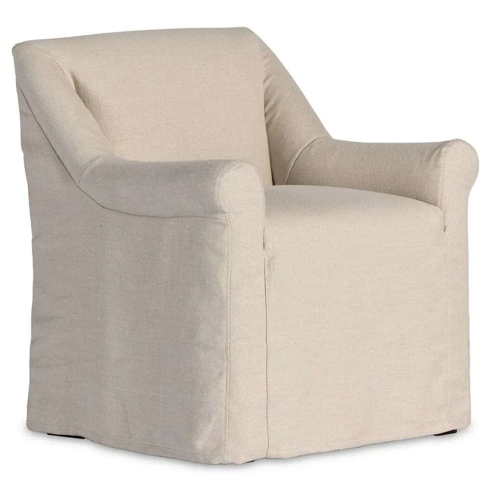Fiona Upholstered Dining Arm Chair - Beige, Linen