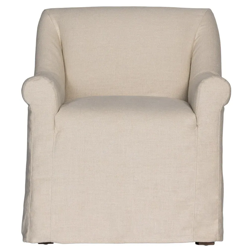 Fiona Upholstered Dining Arm Chair - Beige, Linen image