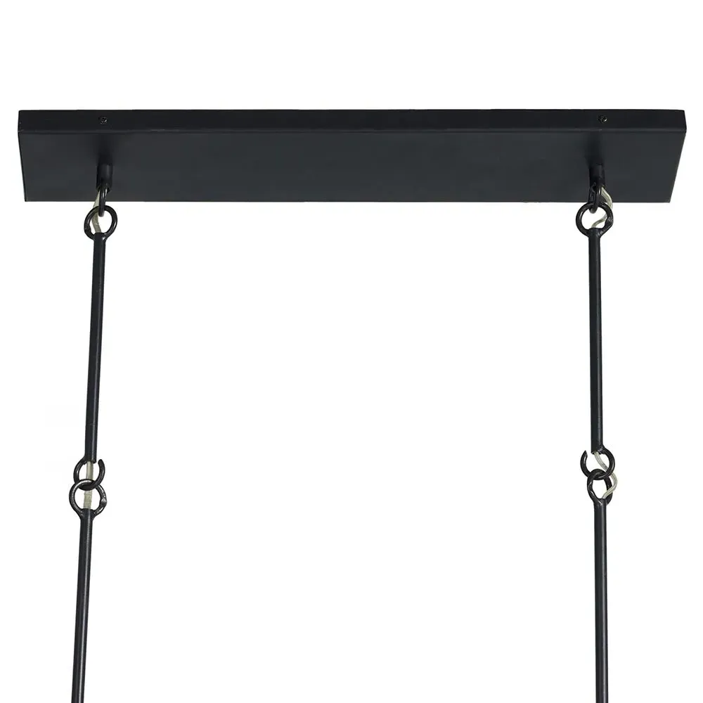 Fiora Linear Chandelier with Textured Glass - Black, Iron