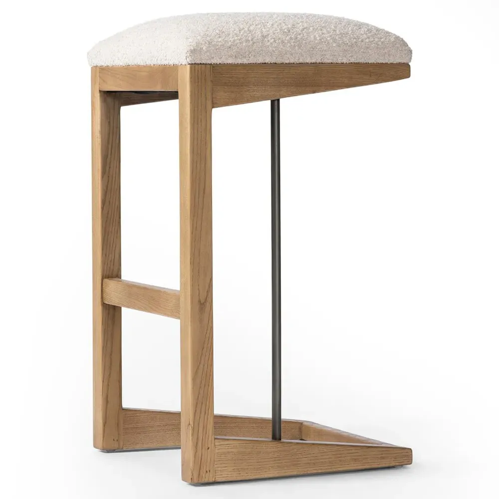 Fiorell Backless Bar Stool - Off White, Oak