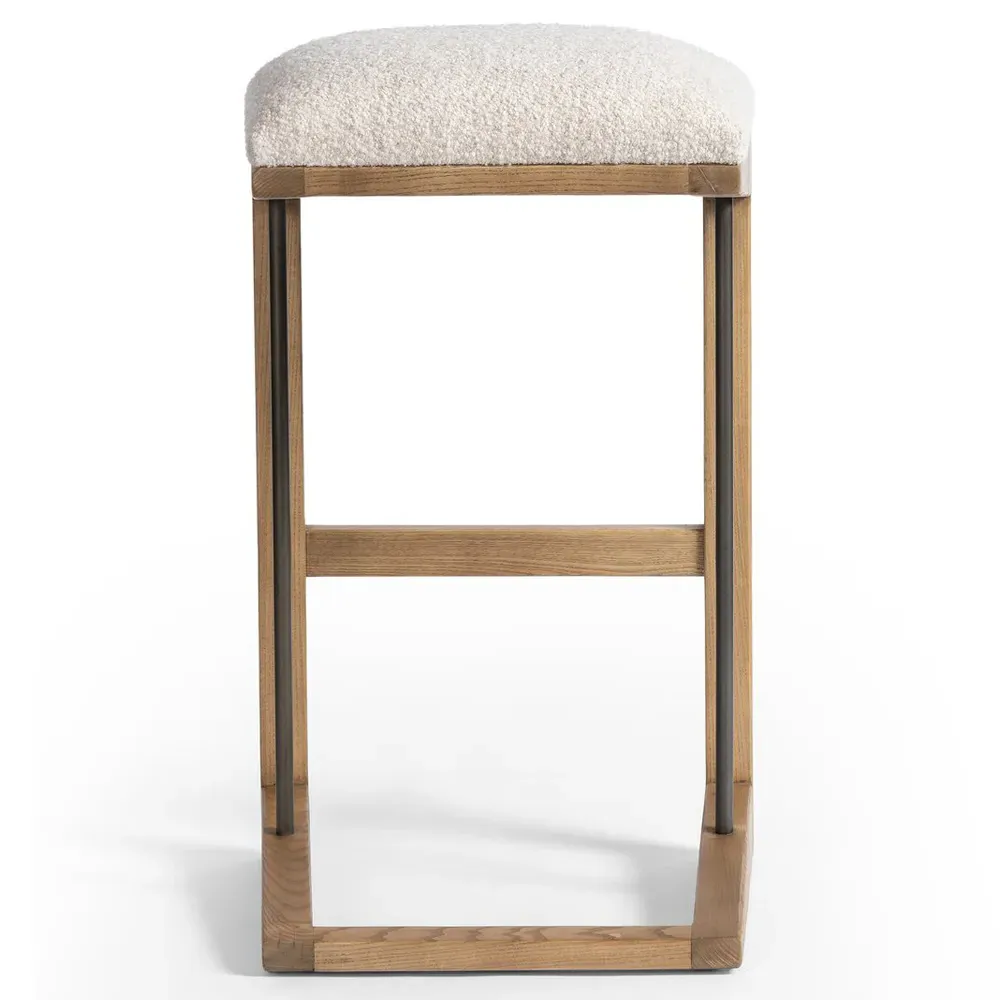 Fiorell Backless Bar Stool - Off White, Oak