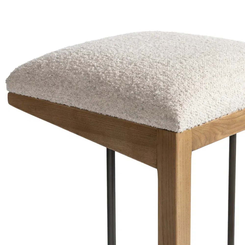 Fiorell Backless Bar Stool - Off White, Oak