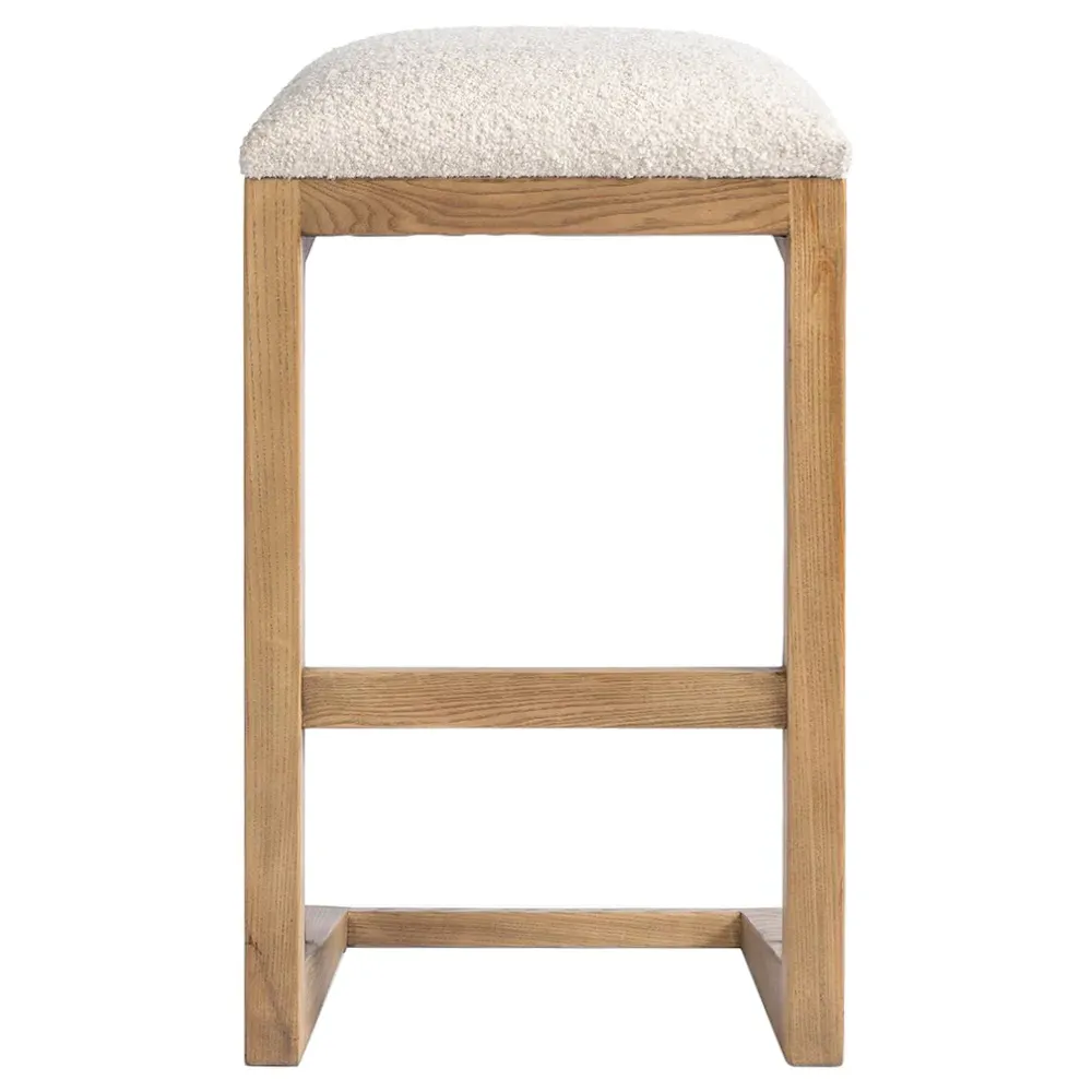 Fiorell Backless Bar Stool - Off White, Oak