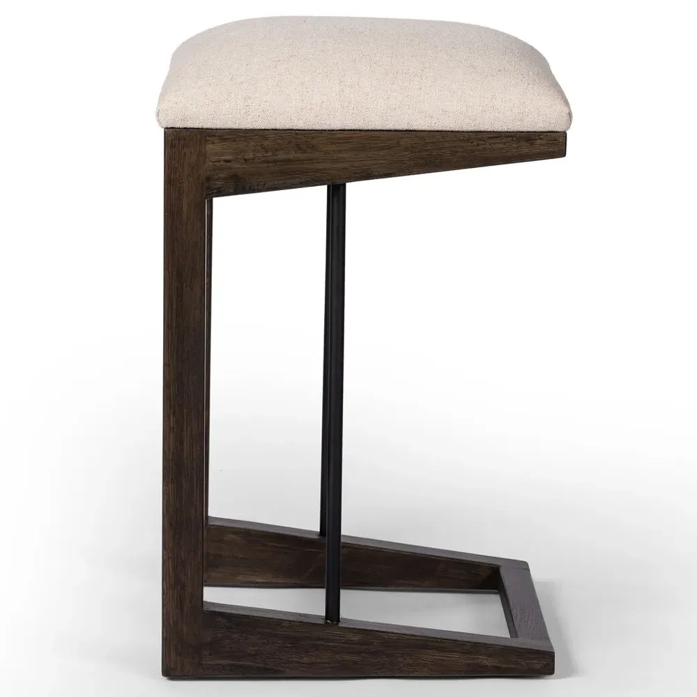 Fiorell Backless Counter Stool - Off White, Brown Oak