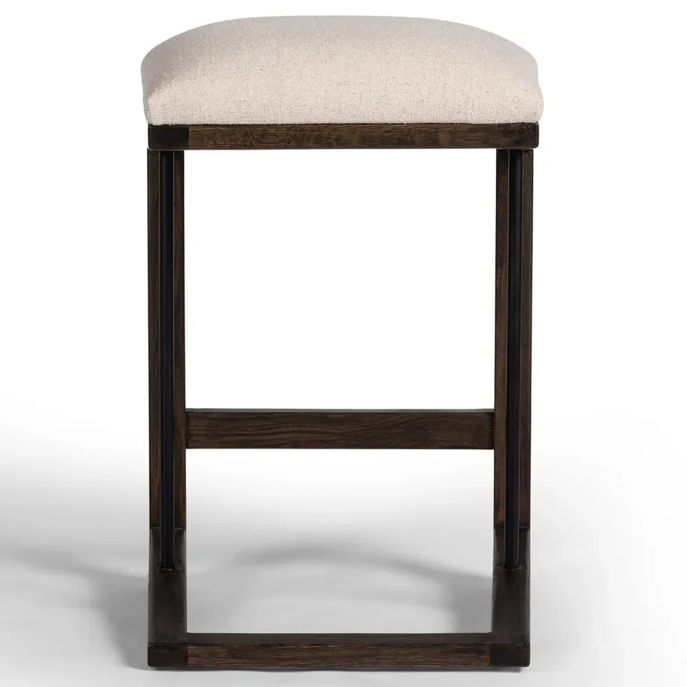 Fiorell Backless Counter Stool - Off White, Brown Oak