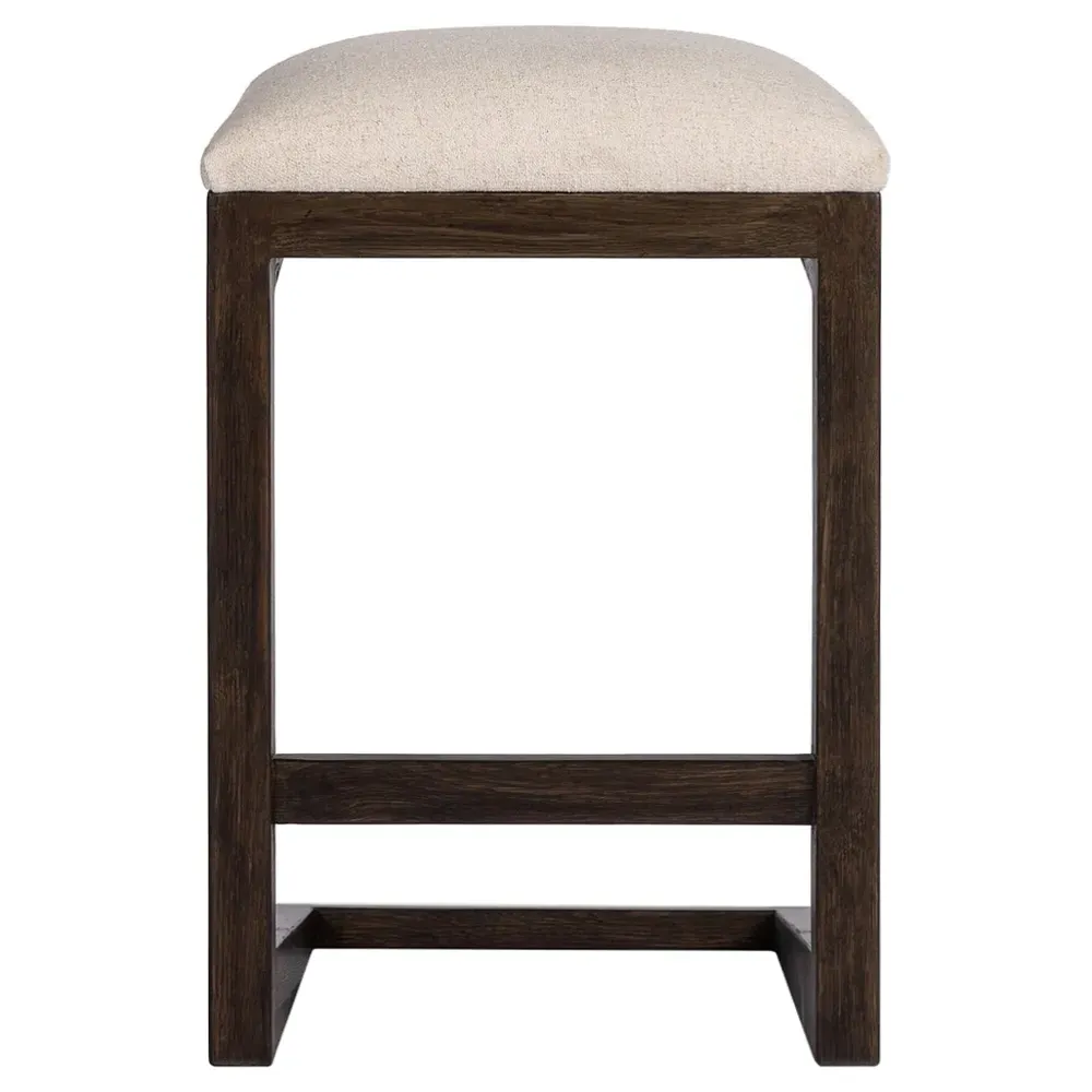 Fiorell Backless Counter Stool - Off White, Brown Oak image