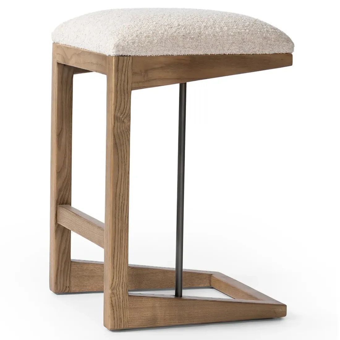 Fiorell Backless Counter Stool - Off White, Oak