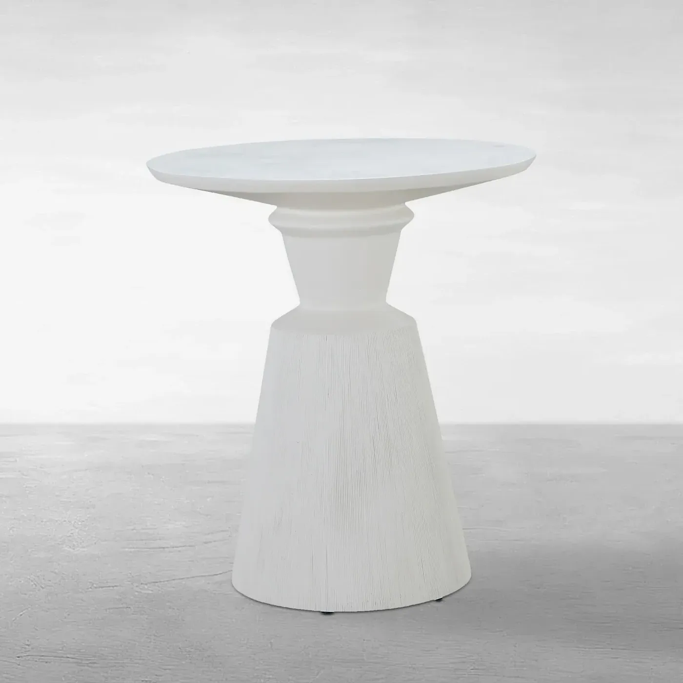 Fisher Round Outdoor Counter Table - White, Stone