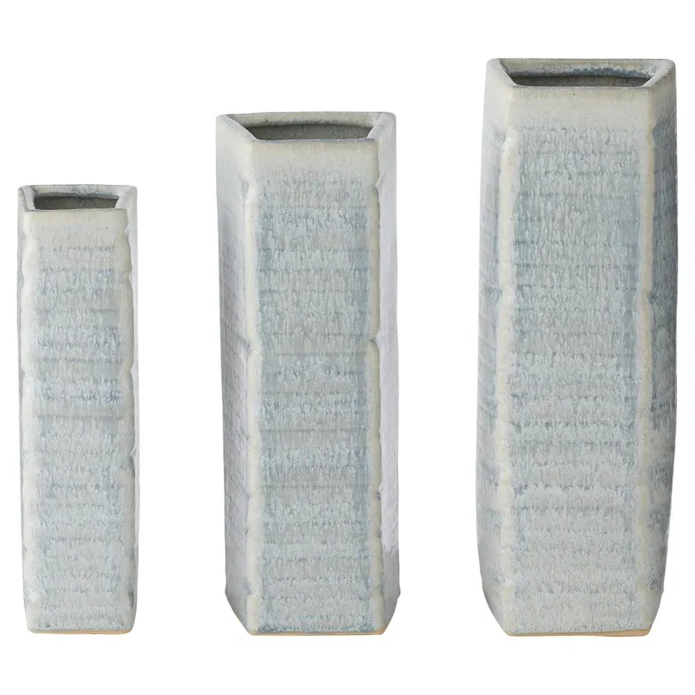 Fisher Textured Ceramic Table Vase Set - Blue