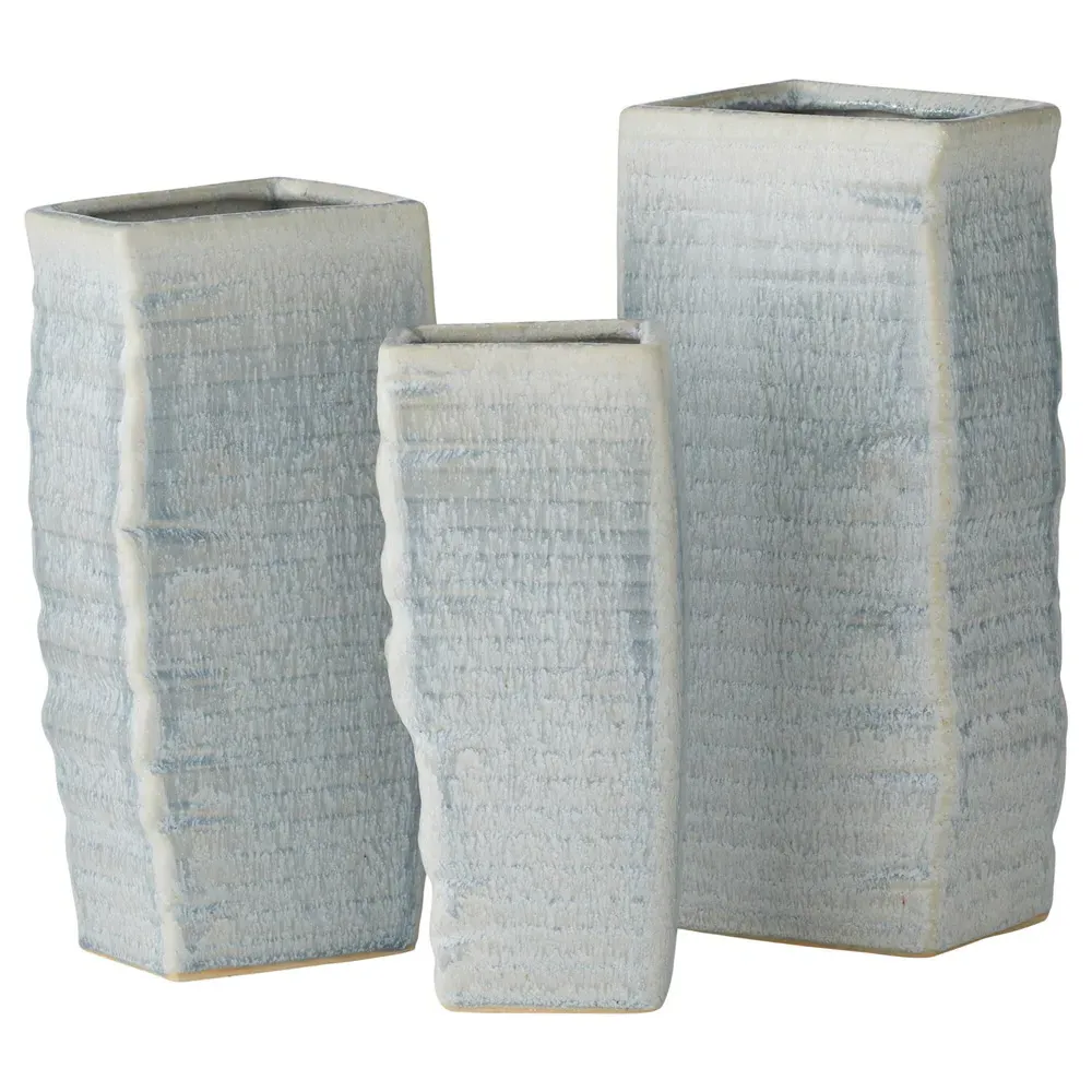 Fisher Textured Ceramic Table Vase Set - Blue