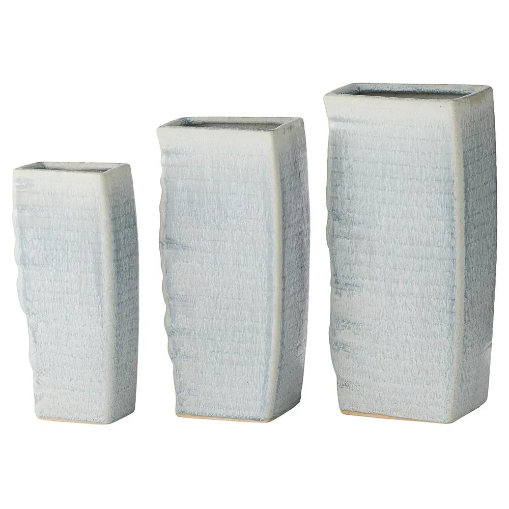 Fisher Textured Ceramic Table Vase Set - Blue