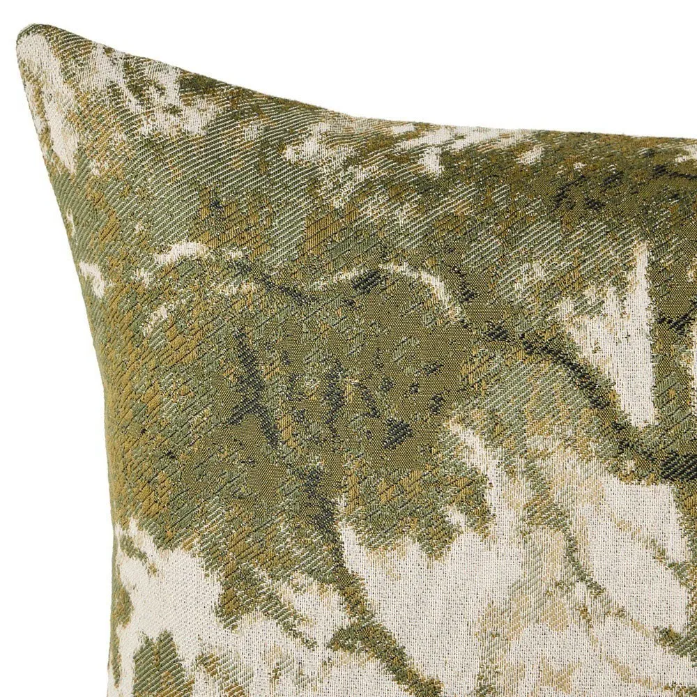 Flavian Toile Lumbar Pillow - Green, Viscose Polyester
