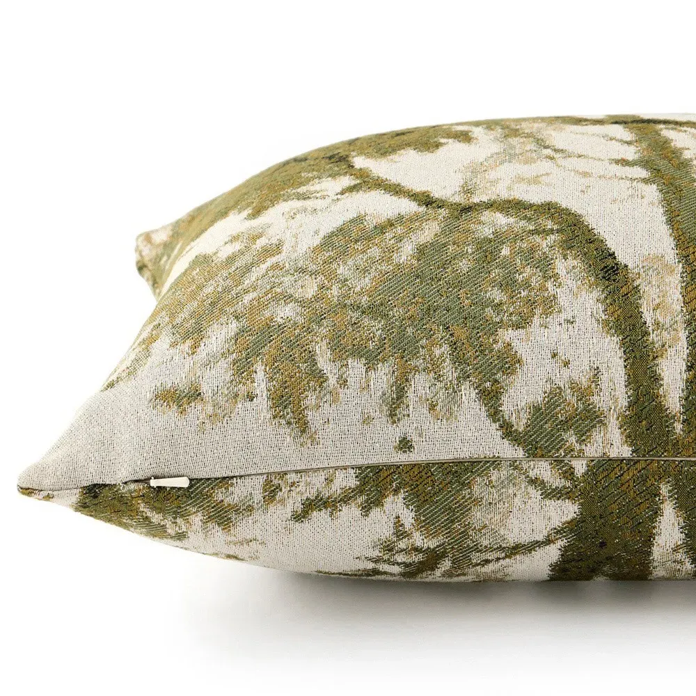 Flavian Toile Lumbar Pillow - Green, Viscose Polyester