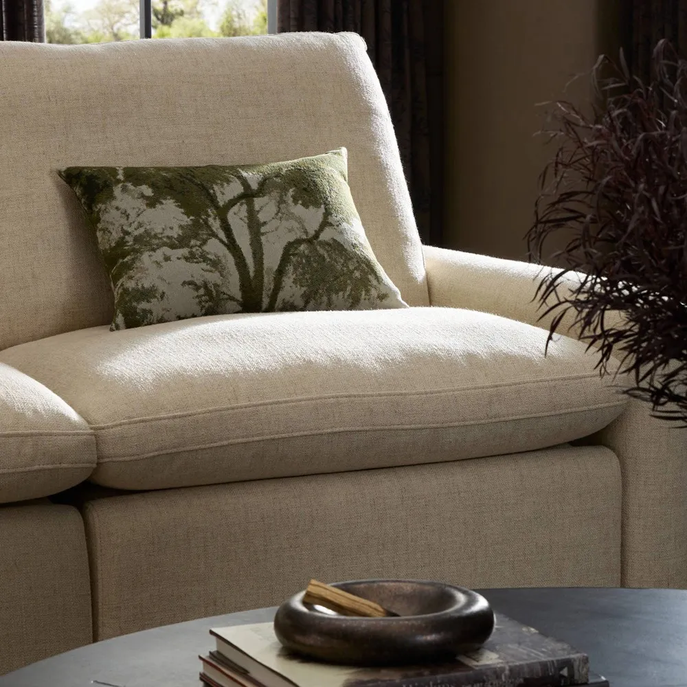 Flavian Toile Lumbar Pillow - Green, Viscose Polyester