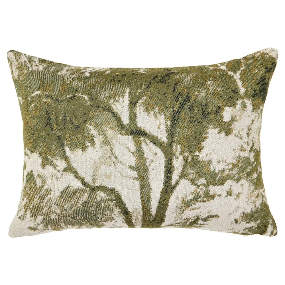 Flavian Toile Lumbar Pillow - Green, Viscose Polyester image
