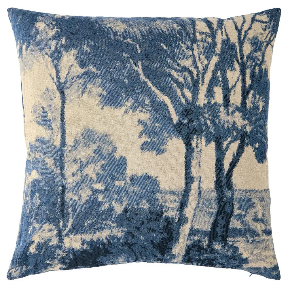 Flavian Toile Throw Pillow - Blue, Viscose Polyester
