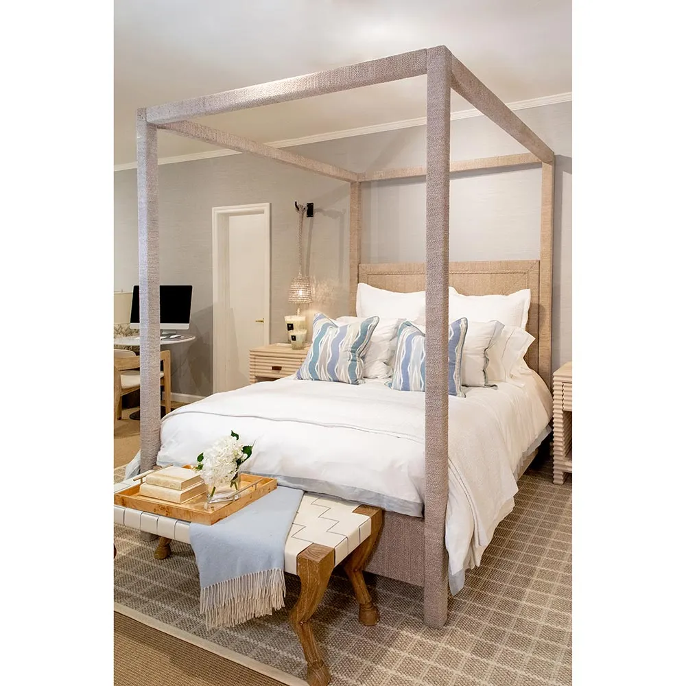 Flicka Woven Leather Wood Hoof Leg Bench - Brown