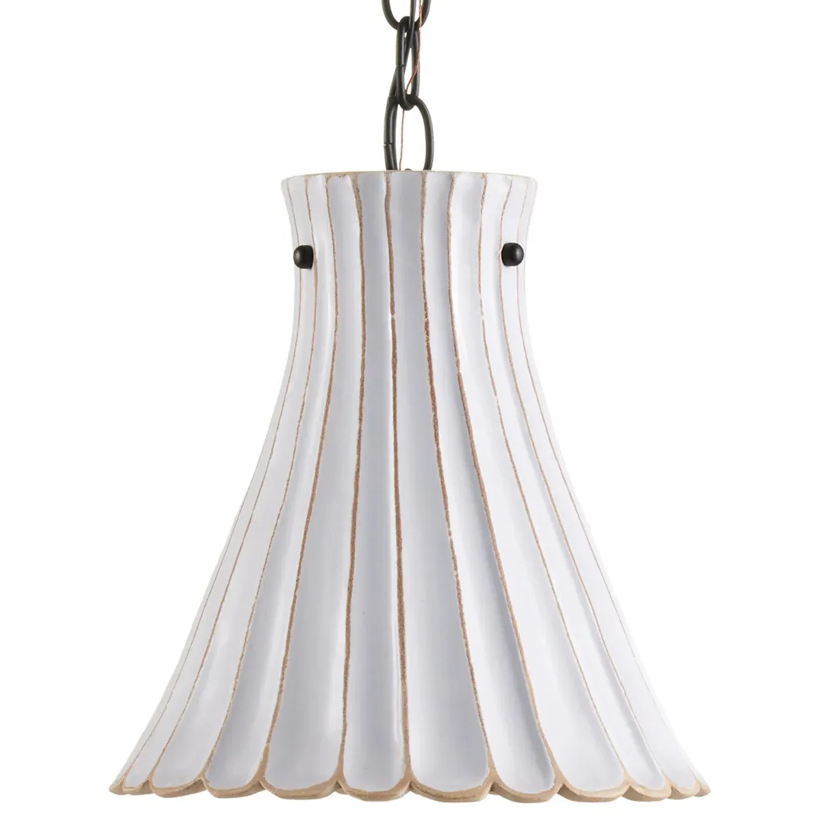 Flora Fluted Pendant Light - White, Terracotta