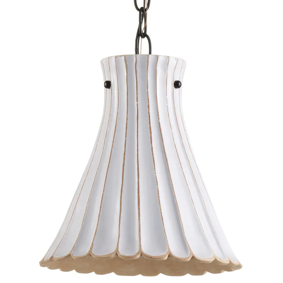 Flora Fluted Pendant Light - White, Terracotta