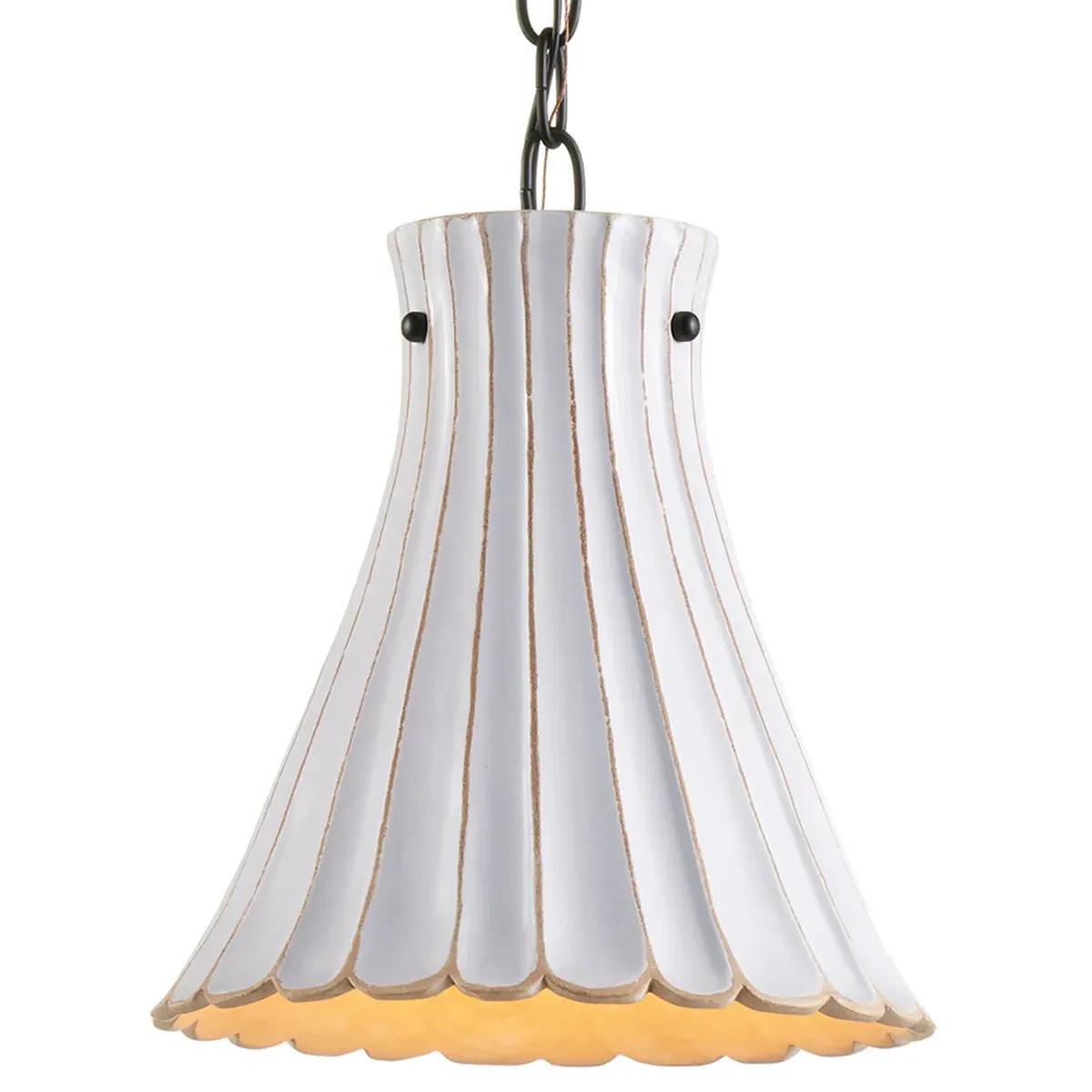 Flora Fluted Pendant Light - White, Terracotta