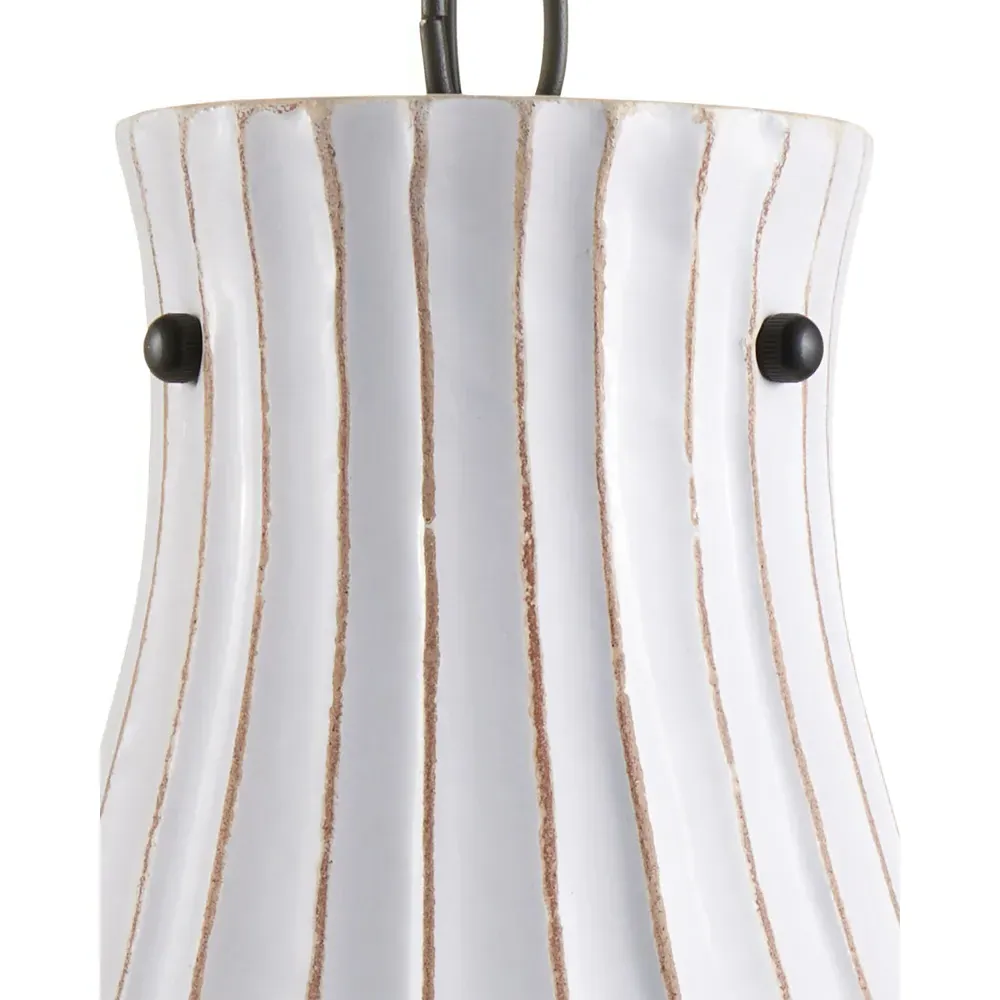 Flora Fluted Pendant Light - White, Terracotta