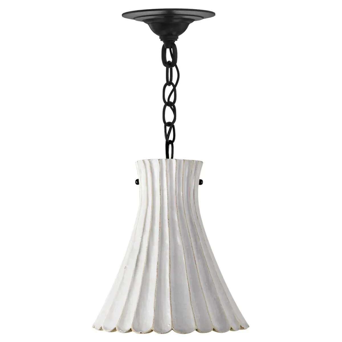 Flora Fluted Pendant Light - White, Terracotta image