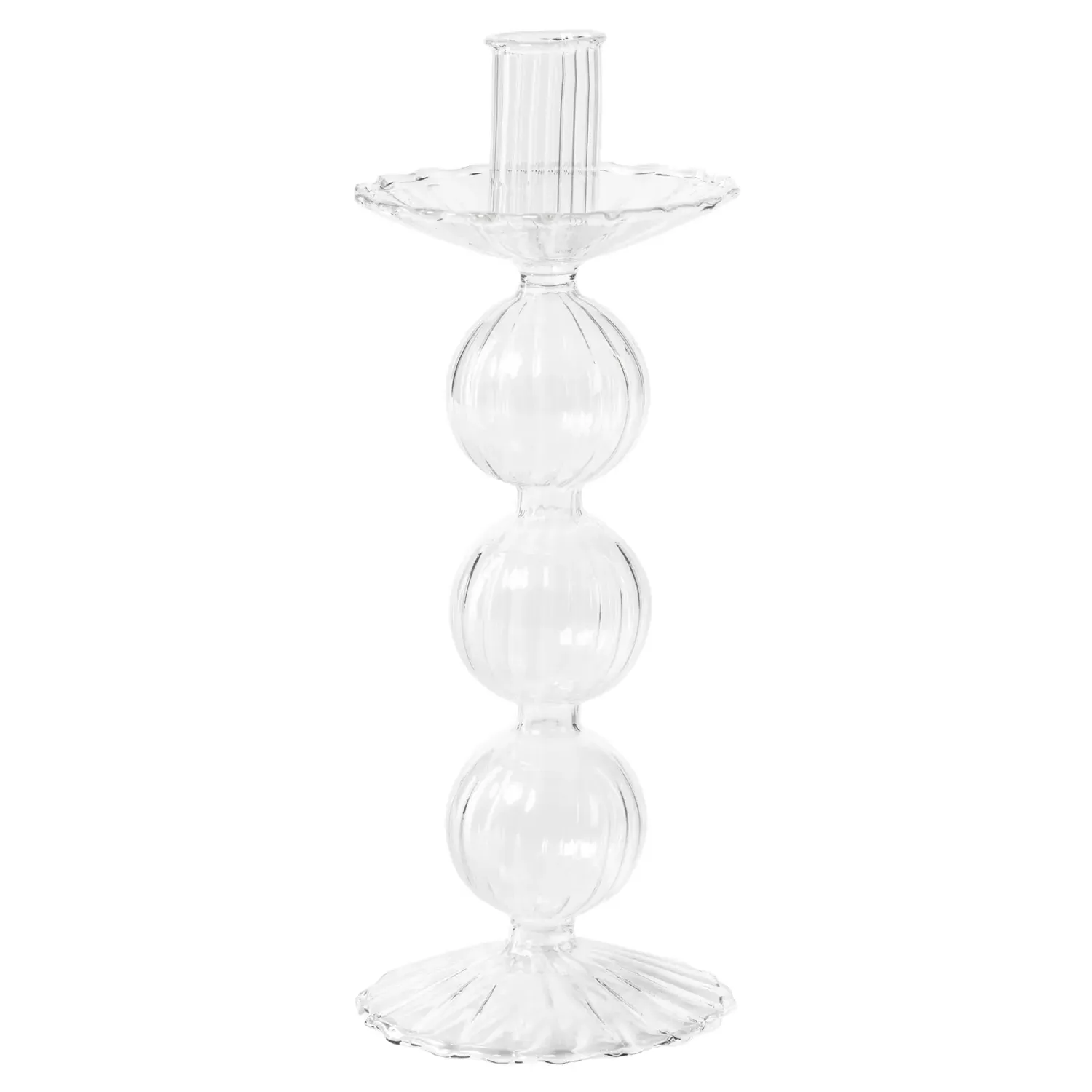 Flora Glass Candlestick Set of 4 - Clear