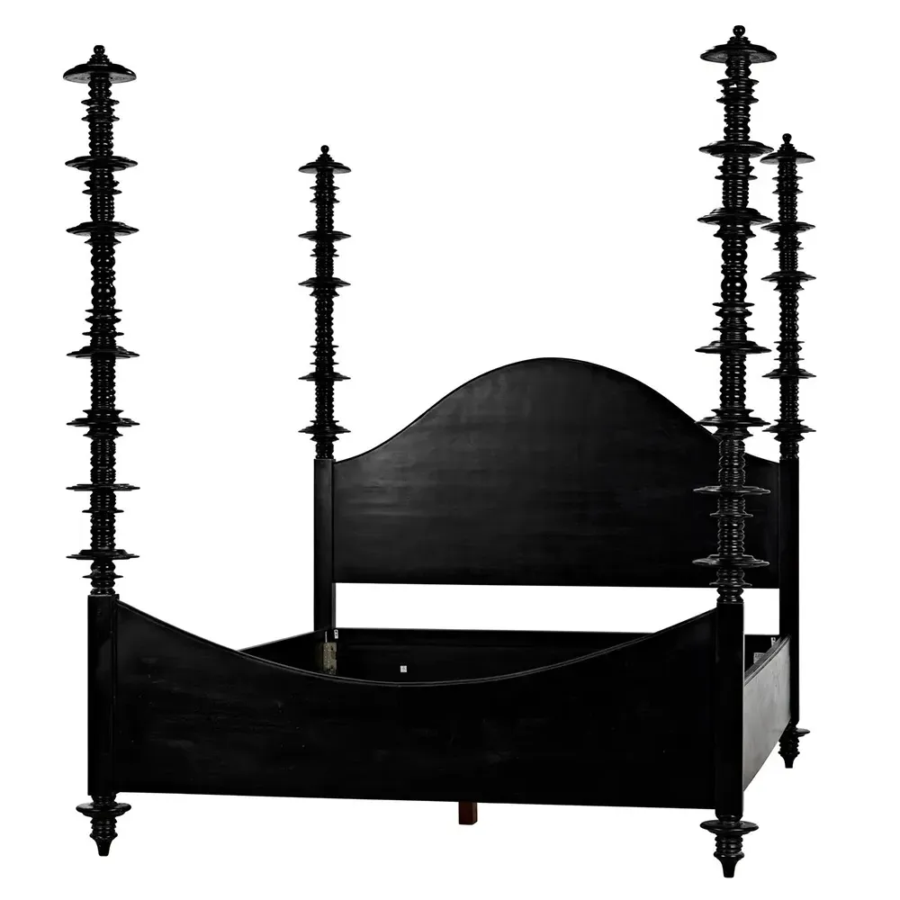 Floren King Size Four Poster Bed - Black, Mahogany