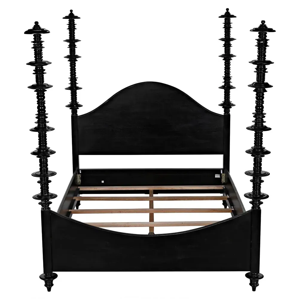 Floren King Size Four Poster Bed - Black, Mahogany